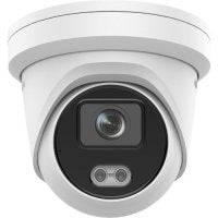 Hikvision DS-2CD2347G2-LU Performance Series ColorVu 4MP WDR Turret IP Camera with Dual Spotlights Built-In Microphone, 2.8mm Fixed Lens, White